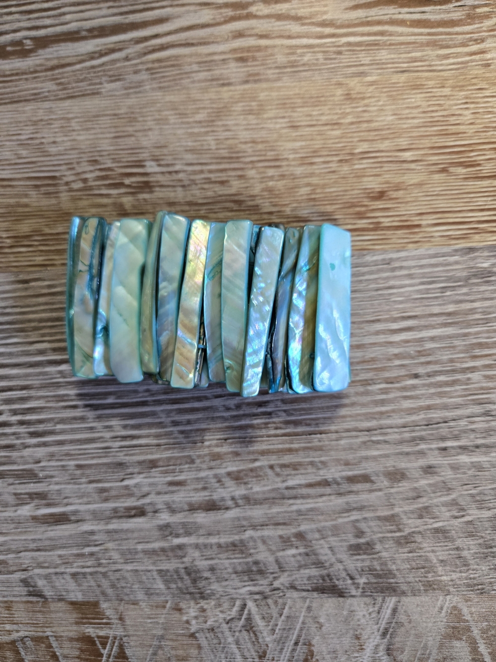 Iridescent Aqua Green Abalone Stretch Bracelet - Women Jewelry
